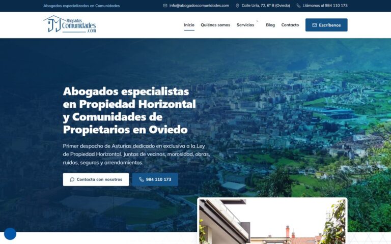 Portada de la web de Abogados Comunidades