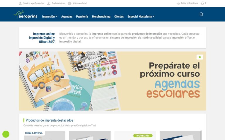 Portada de la web de Aeroprint