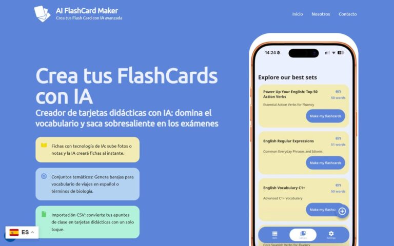 Portada de la web de AI Flash Card Maker