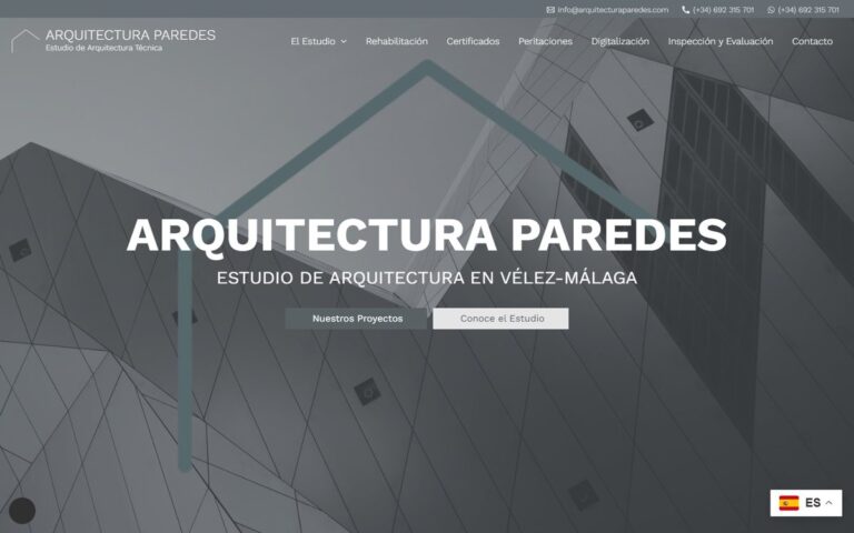 Portada de la web de Arquitectura Paredes