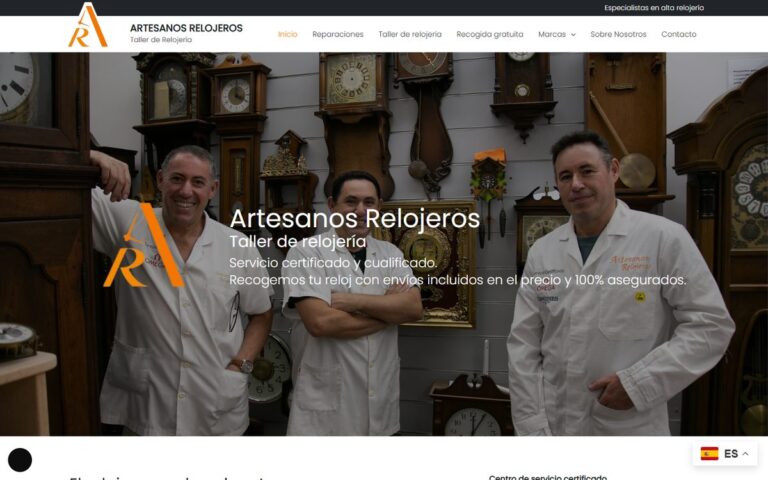 Portada de la web de Artesanos Relojeros