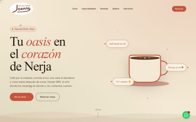 Portada de la web de Cafetería Joanny