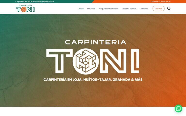 Portada de la web de Carpintería Toni
