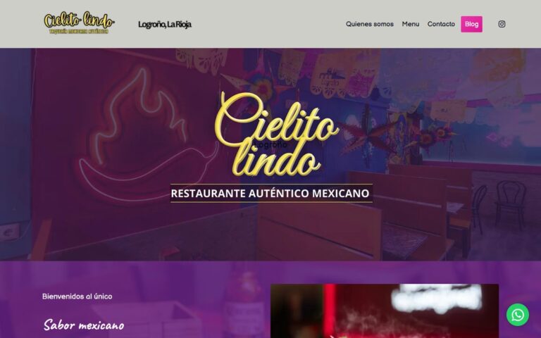 Portada de la web de Cielito Lindo