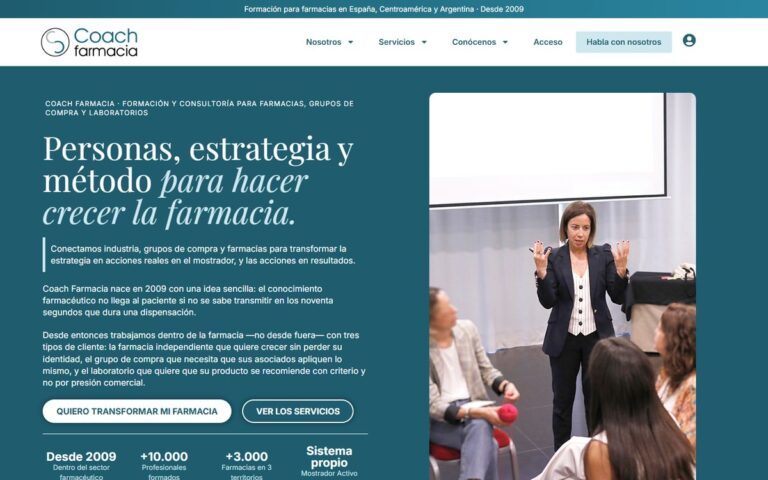 Portada de la web de Coach Farmacia