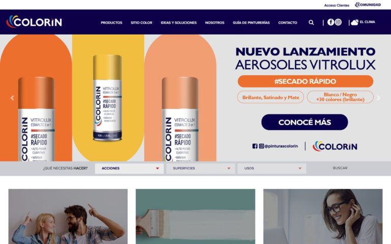 Portada de la web de Colorín Pinturas