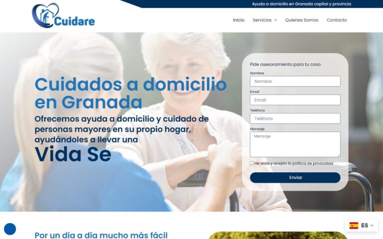 Portada de la web de Cuidare