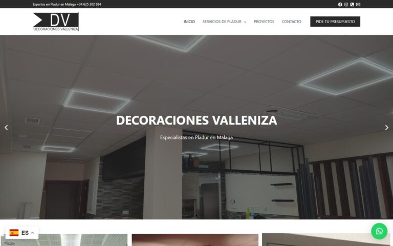 Portada de la web de Decoraciones Valleniza