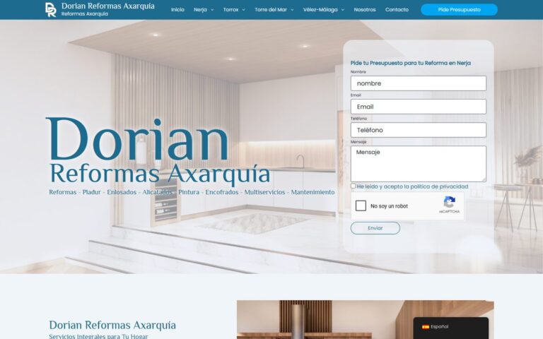 Portada de la web de Dorian Reformas