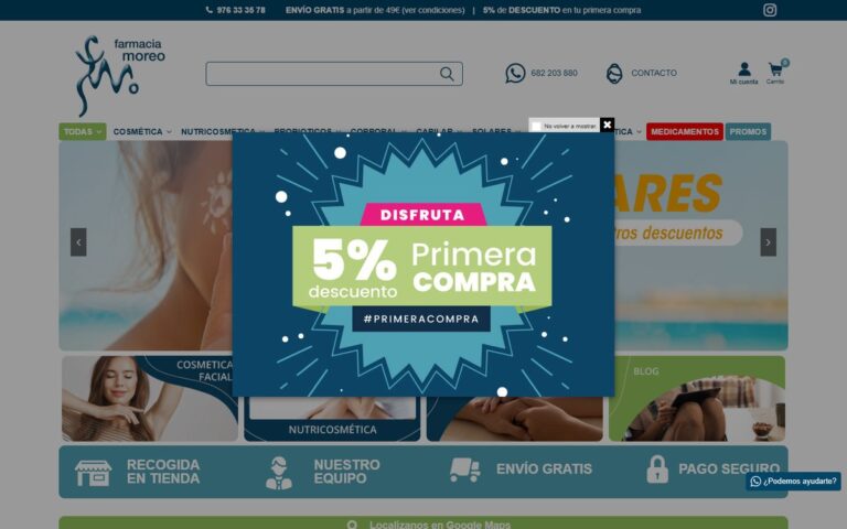 Portada de la web de Farmacia Moreo