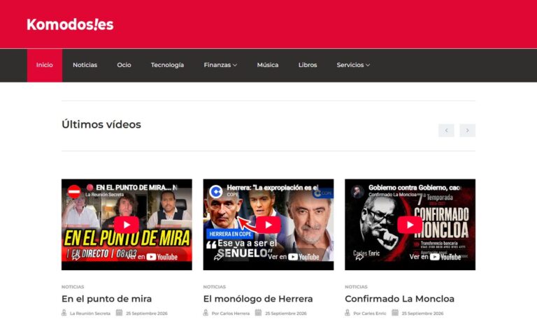 Portada de la web de Komodos