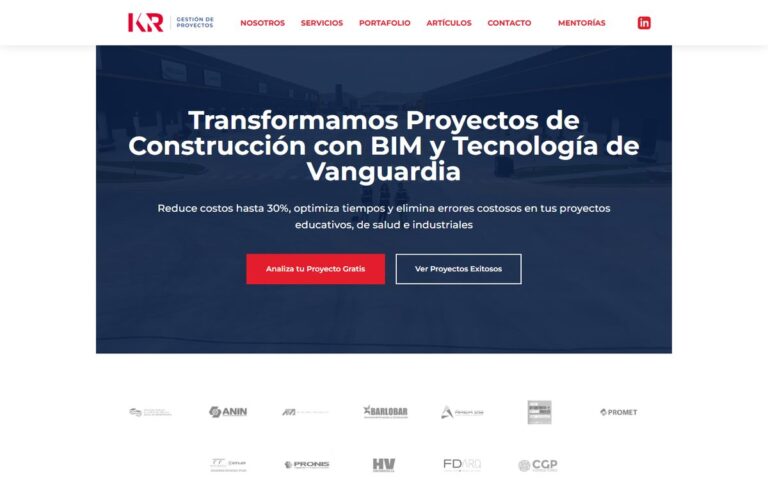Portada de la web de KR Arquitectos