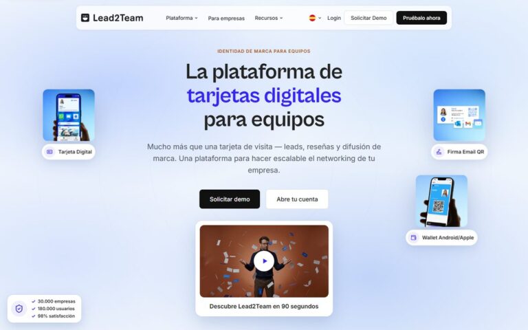 Portada de la web de Lead2Team