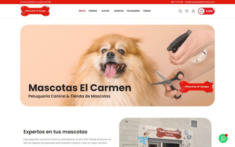Portada de la web de Mascotas El Carmen