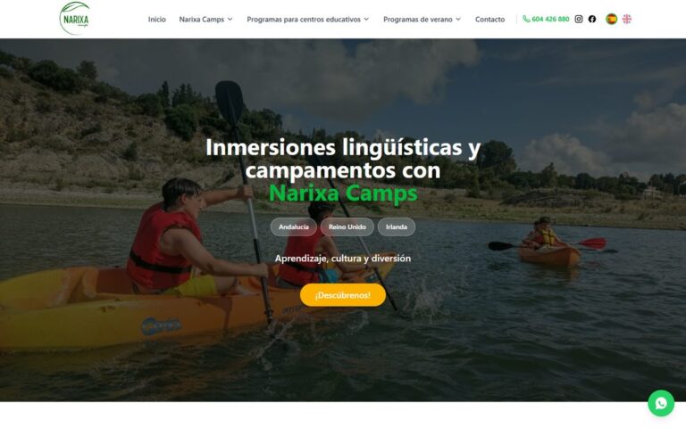 Portada de la web de Narixa Camps