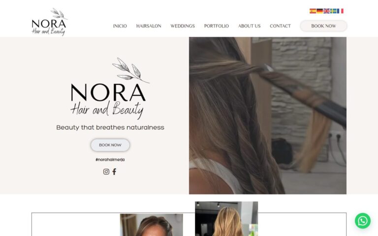 Portada de la web de Nora Hair