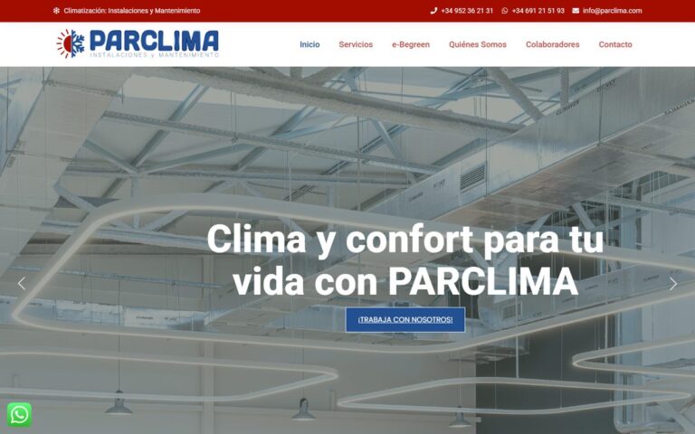 Portada de la web de Parclima