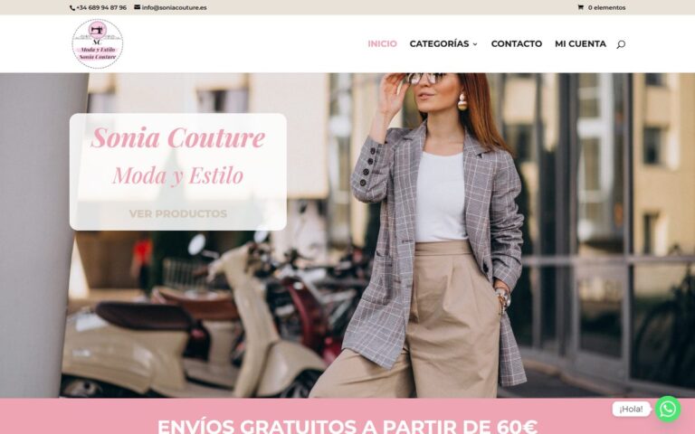 Portada de la web de Sonia Couture
