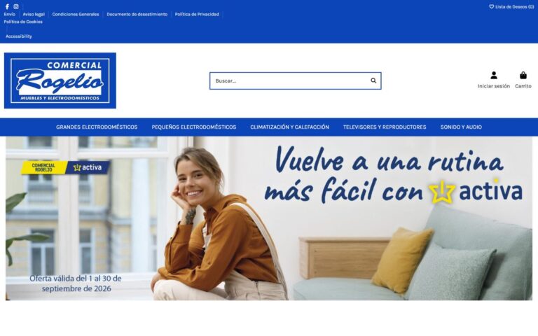 Portada de la web de Comercial Rogelio