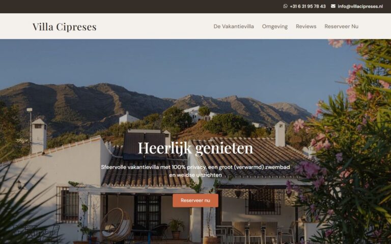 Portada de la web de Villa Cipreses