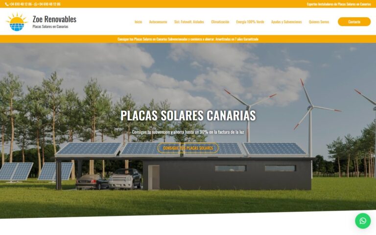 Portada de la web de Zoe Renovables