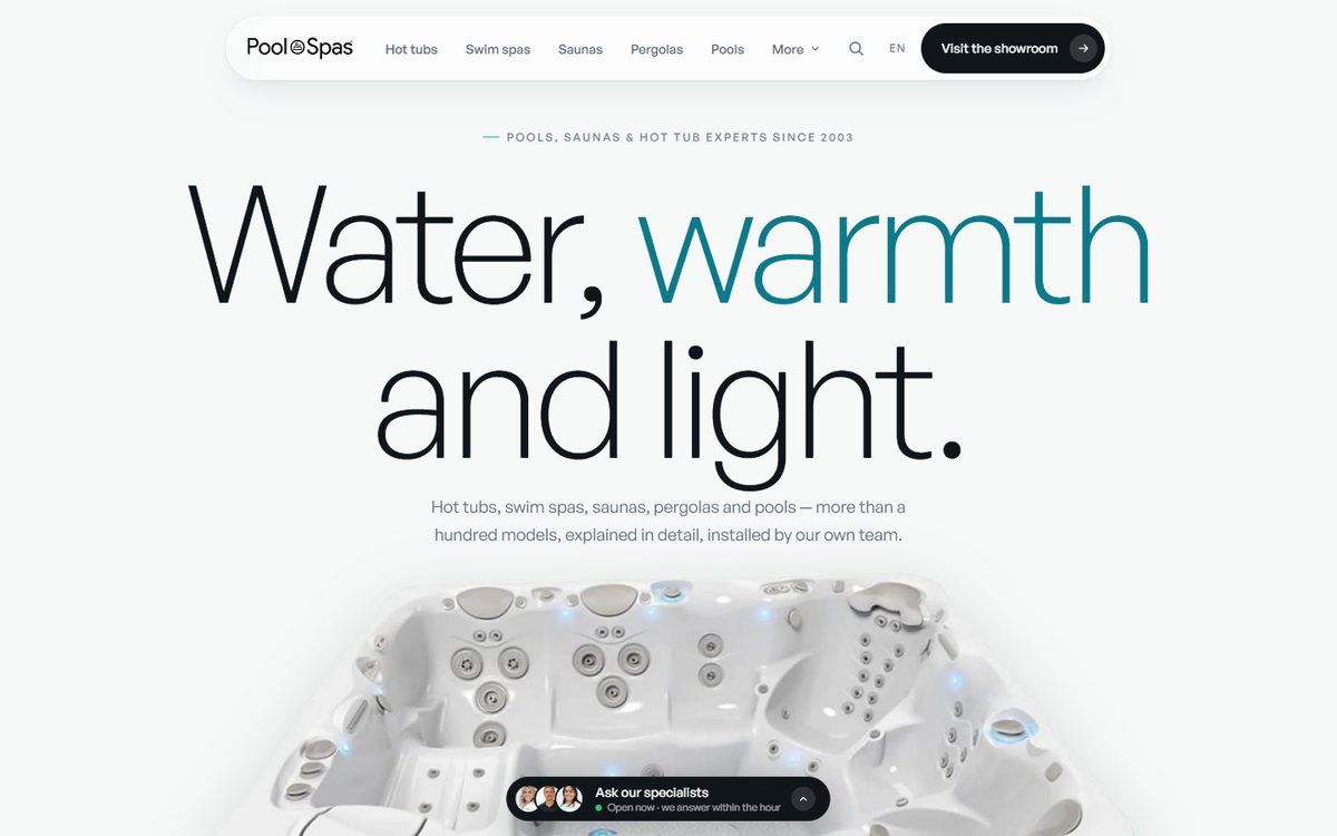 Diseño final de la web de Pool Spas Nerja